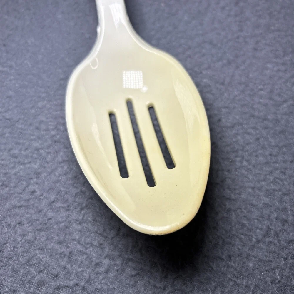 Vintage Taylor Made Plastic Slotted Serving Spoon Mid-Century Kitchenware Almond